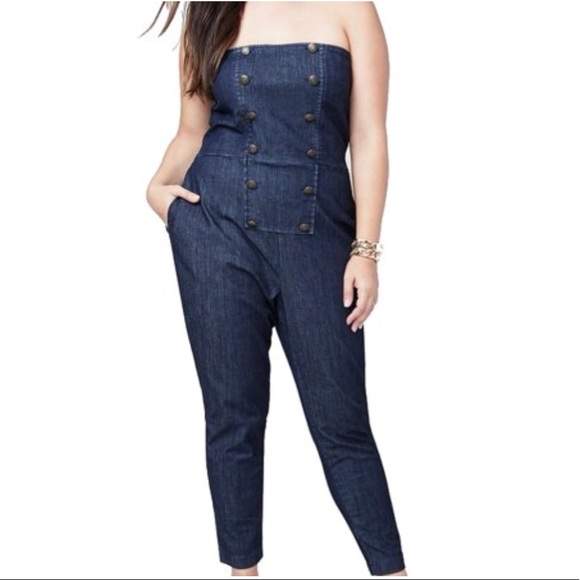 RACHEL Rachel Roy Pants - Rachel Roy Plus Sailor Chambray Jumpsuit